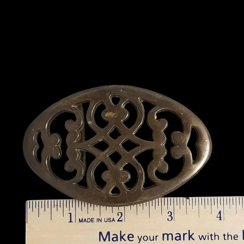 Vintage Belt Buckle Solid Brass Women Abstract Celtic Hippie Goth Made In Taiwan